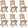 Image de Chaises Pliables De Jardin Lot De 6 Avec Coussins Bois D'acacia Vidaxl