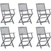 Image de Chaises Pliables D'extérieur Lot De 6 Bois D'acacia Solide Vidaxl
