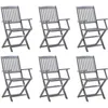 Image de vidaXL Chaises pliables dextérieur 6 pcs Bois dacacia solide