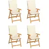 Image de Chaises De Jardin Lot De 4 Avec Coussins Crème Bois Teck Solide Vidaxl