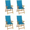 Image de Chaises De Jardin Lot De 4 Avec Coussins Bleu Bois Teck Solide Vidaxl