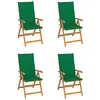 Image de Chaises De Jardin Lot De 4 Avec Coussins Vert Bois Teck Solide Vidaxl