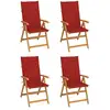 Image de Chaises De Jardin Lot De 4 Avec Coussins Rouge Bois Teck Massif Vidaxl