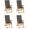 Image de Chaises De Jardin Lot De 4 Avec Coussins Taupe Bois Teck Solide Vidaxl