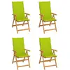 Image de Chaises De Jardin Lot De 4 Avec Coussins Vert Vif Bois De Teck Vidaxl