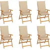 Image de Chaises De Jardin Lot De 6 Avec Coussins Beige Bois Teck Massif Vidaxl