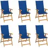 Image de Chaises De Jardin Lot De 6 Avec Coussins Bleu Royal Bois Teck Vidaxl