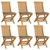 Image de Chaise de jardin - VIDAXL - 6 pcs - Bois de teck massif - Coussins gris - Résistantes aux intempéries