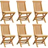 Image de Chaises De Jardin Et Coussins Crème Lot De 6 Bois Teck Massif Vidaxl