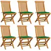 Image de Chaises De Jardin Et Coussins Vert Lot De 6 Bois De Teck Massif Vidaxl