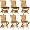 Image de Chaises De Jardin Et Coussins Taupe Lot De 6 Bois Teck Massif Vidaxl