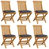 Image de Chaises De Jardin Et Coussins Anthracite Lot De 6 Bois De Teck Vidaxl