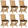 Image de Chaises De Jardin Et Coussins Taupe Lot De 6 Bois Teck Massif Vidaxl