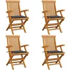 Image de Chaises De Jardin Et Coussins Anthracite Lot De 4 Bois De Teck Vidaxl