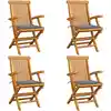 Image de Chaises De Jardin Et Coussins Gris Lot De 4 Bois De Teck Massif Vidaxl