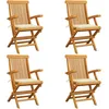 Image de Chaises De Jardin Et Coussins Crème Lot De 4 Bois Teck Massif Vidaxl
