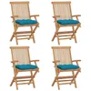 Image de Chaises De Jardin Avec Coussins Bleu Clair Lot De 4 Teck Massif Vidaxl