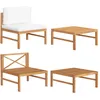 Image de Salon De Jardin 2 Pcs Avec Coussins Crème Bois De Teck Vidaxl
