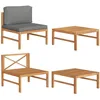 Image de Salon De Jardin 2 Pcs Avec Coussins Gris Foncé Bois De Teck Vidaxl