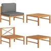 Image de vidaXL Salon de jardin 2 pcs avec coussins gris foncé Bois de teck