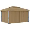 Image de Tonnelle Avec Rideau 4x3 M Taupe Aluminium Vidaxl