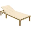 Image de Chaise Longue Avec Coussin Crème Bois De Pin Imprégné Vidaxl
