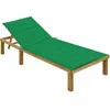 Image de Chaise Longue Avec Coussin Vert Bois De Pin Imprégné Vidaxl