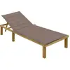 Image de Chaise Longue Avec Coussin Taupe Bois De Pin Imprégné Vidaxl