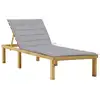 Image de Chaise Longue Avec Coussin Gris Bois De Pin Imprégné Vidaxl