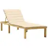 Image de Chaise Longue Avec Coussin Crème Bois De Pin Imprégné Vidaxl