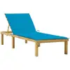 Image de Chaise Longue Avec Coussin Bleu Bois De Pin Imprégné Vidaxl