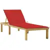 Image de Chaise Longue Avec Coussin Rouge Bois De Pin Imprégné Vidaxl