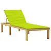 Image de Chaise Longue Avec Coussin Vert Vif Bois De Pin Imprégné Vidaxl