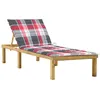 Image de Chaise Longue Avec Coussin Carreaux Rouge Bois De Pin Imprégné Vidaxl