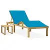 Image de Chaise Longue De Jardin Avec Table Et Coussin Pin Imprégné Vidaxl
