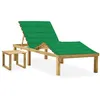 Image de Chaise Longue De Jardin Avec Table Et Coussin Pin Imprégné Vidaxl