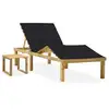 Image de Chaise Longue De Jardin Avec Table Et Coussin Pin Imprégné Vidaxl