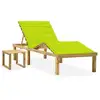 Image de Chaise Longue De Jardin Avec Table Et Coussin Pin Imprégné Vidaxl