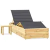 Image de Chaise Longue De Jardin Avec Table Et Coussin Pin Imprégné Vidaxl