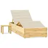 Image de Chaise Longue De Jardin Avec Table Et Coussin Pin Imprégné Vidaxl