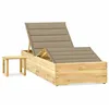 Image de Chaise Longue De Jardin Avec Table Et Coussin Pin Imprégné Vidaxl