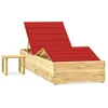 Image de Chaise Longue De Jardin Avec Table Et Coussin Pin Imprégné Vidaxl