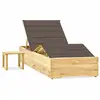 Image de Chaise Longue De Jardin Avec Table Et Coussin Pin Imprégné Vidaxl