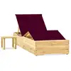 Image de Chaise Longue De Jardin Avec Table Et Coussin Pin Imprégné Vidaxl