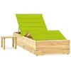 Image de Chaise Longue De Jardin Avec Table Et Coussin Pin Imprégné Vidaxl