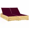 Image de Chaise Longue Double Et Coussins Bordeaux Bois De Pin Imprégné Vidaxl