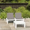 Image de vidaXL Salon de jardin 2 pcs avec coussins Plastique Blanc 315852