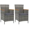 Image de Chaises À Manger De Jardin Lot De 2 Résine Tressée Gris Vidaxl