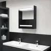 Image de Armoire De Salle De Bain À Miroir Led Noir Brillant 50x14x60 Cm Vidaxl