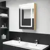 Image de Armoire De Salle De Bain À Miroir Led Blanc Et Chêne 50x13x70cm Vidaxl